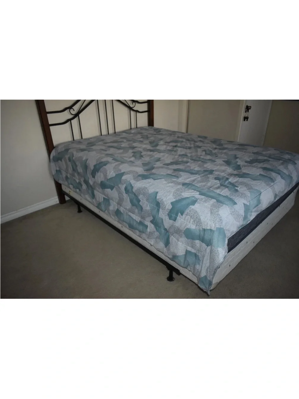 Vintage 80s/90s Full Queen Comforter Blanket 2 SIDE VIEW Floral Fan Geometric